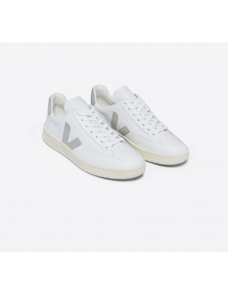 Tênis VEJA Masculino V-12 Couro Branco Light Grey VEJA - VERT Oficial