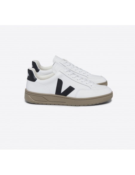 Tênis VEJA Masculino V-12 Couro Branco Preto Dune VEJA - VERT Oficial