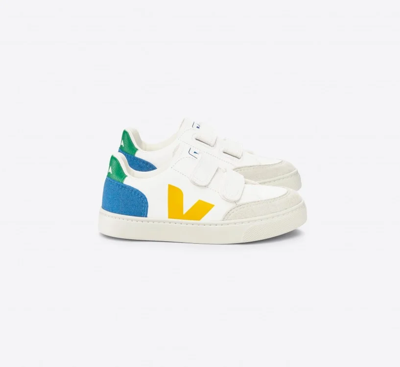 Tênis VEJA Infantil V-12 Couro Branco Multico Indigo VEJA - VERT Oficial