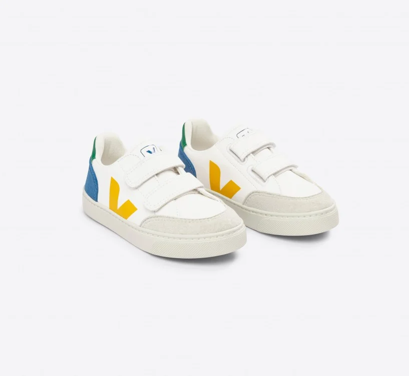 Tênis VEJA Infantil V-12 Couro Branco Multico Indigo VEJA - VERT Oficial 2