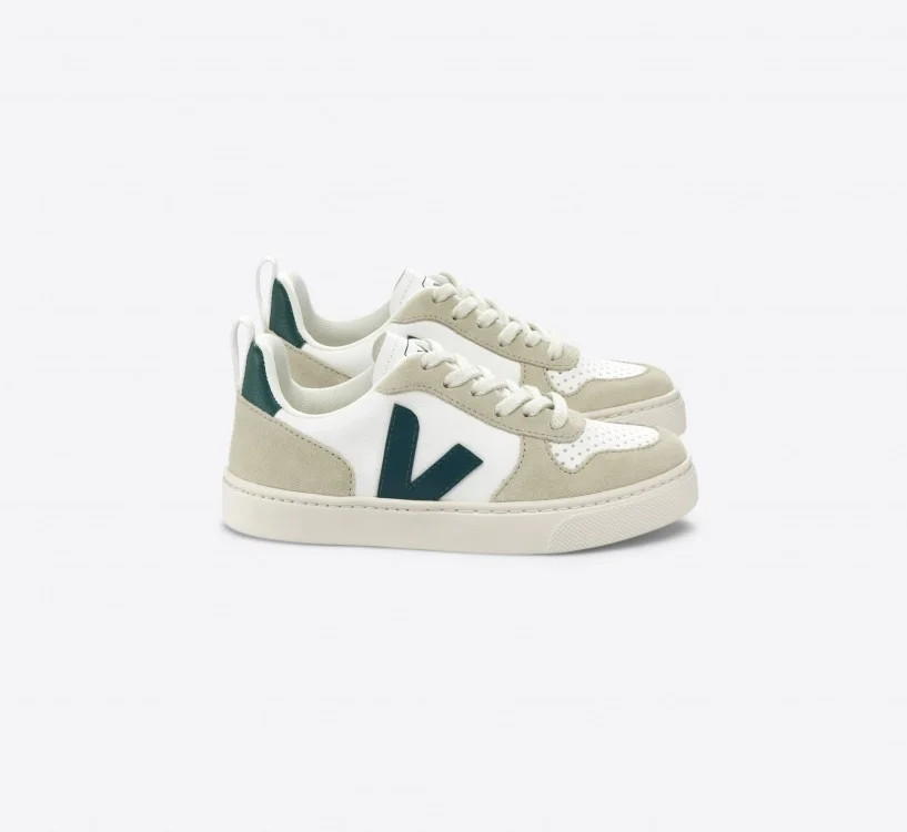 Tênis VEJA Infantil V-10 Laces Couro Branco Brittany Almond VEJA - VERT Oficial