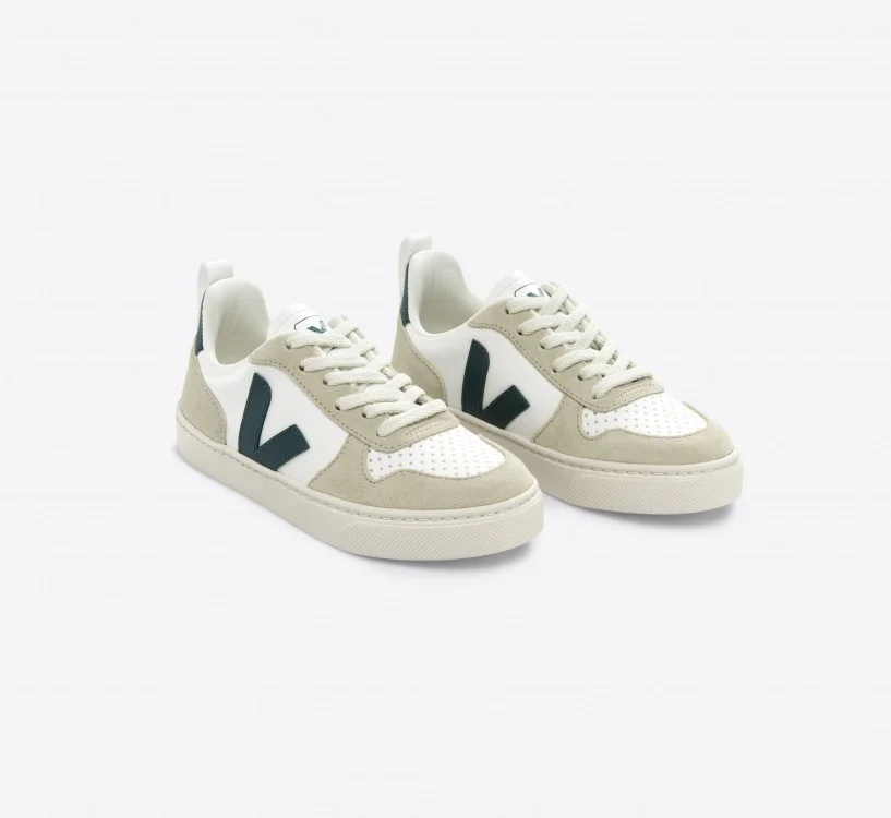 Tênis VEJA Infantil V-10 Laces Couro Branco Brittany Almond VEJA - VERT Oficial 2