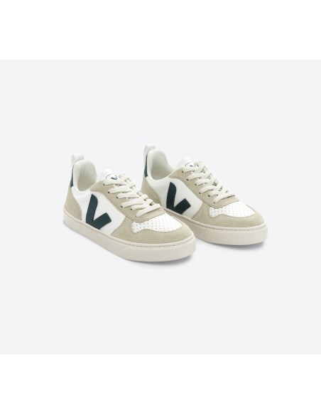 Tênis VEJA Infantil V-10 Laces Couro Branco Brittany Almond VEJA - VERT Oficial
