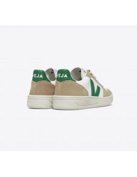 Tênis VEJA Feminino V-10 Couro Branco Emeraude Sahara VEJA - VERT Oficial