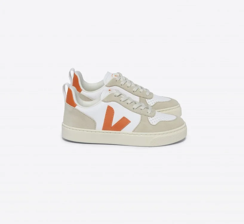 Tênis VEJA Infantil V-10 Laces Couro Branco Fury Almond VEJA - VERT Oficial