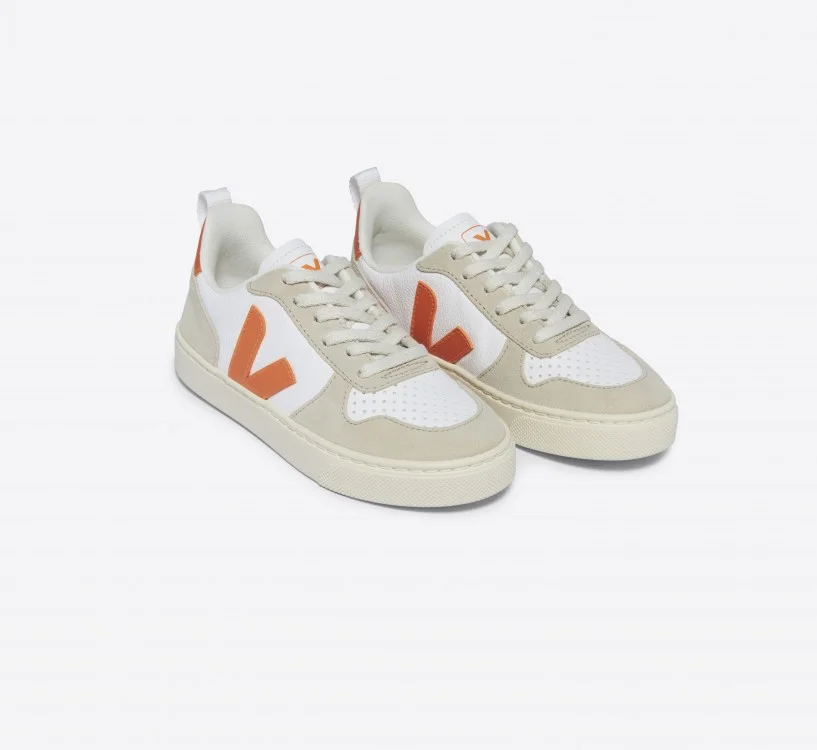 Tênis VEJA Infantil V-10 Laces Couro Branco Fury Almond VEJA - VERT Oficial 2