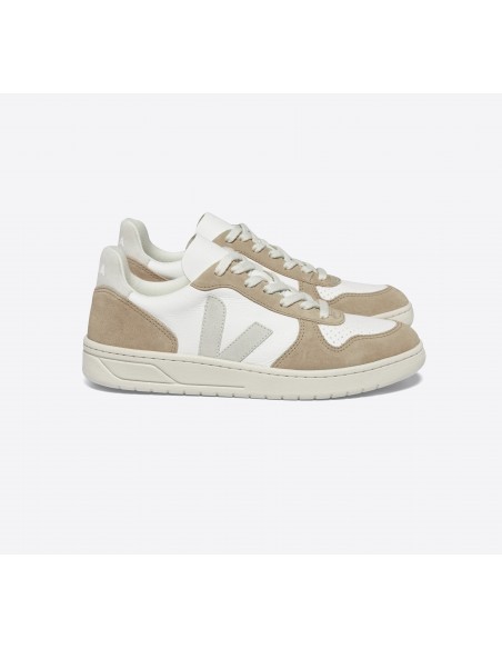 Tênis VEJA Feminino V-10 Couro Branco Natural Sahara VEJA - VERT Oficial
