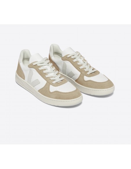 Tênis VEJA Masculino V-10 Couro Branco Natural Sahara VEJA - VERT Oficial