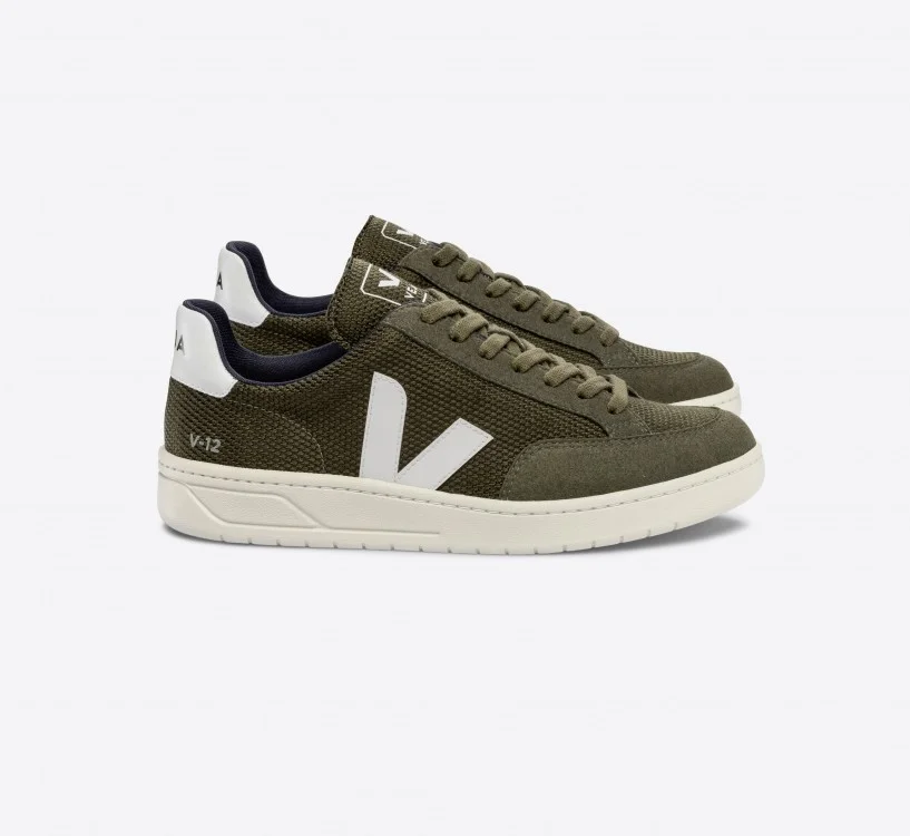 Tênis VEJA Feminino V-12 B-Mesh Olive Branco VEJA - VERT Oficial