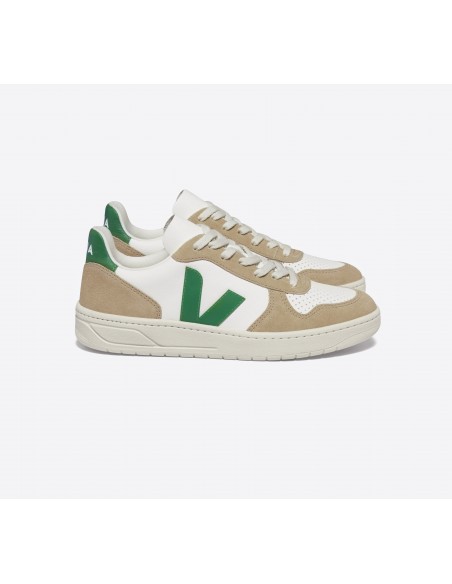 Tênis VEJA Masculino V-10 Couro Branco Emeraude Sahara VEJA - VERT Oficial