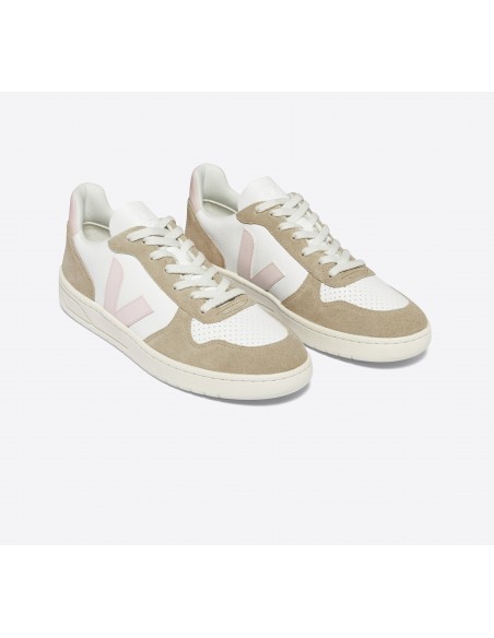 Tênis VEJA Feminino V-10 Couro Branco Petale Sahara VEJA - VERT Oficial