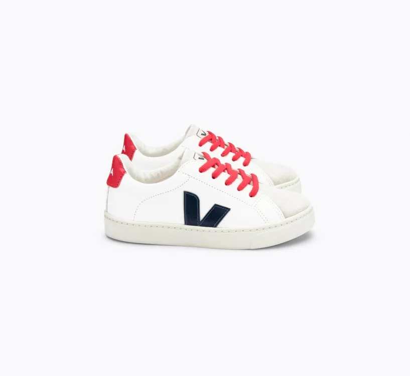 Tênis VEJA Infantil Esplar Laces Couro Branco Nautico Pekin VEJA - VERT Oficial