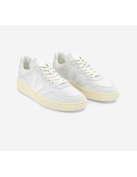 Tênis VEJA Masculino V-90 Couro Gravel Branco VEJA - VERT Oficial