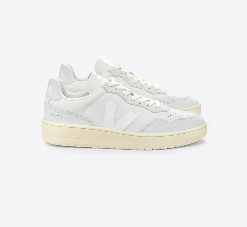 Tênis VEJA Feminino V-90 Couro Gravel Branco VEJA - VERT Oficial