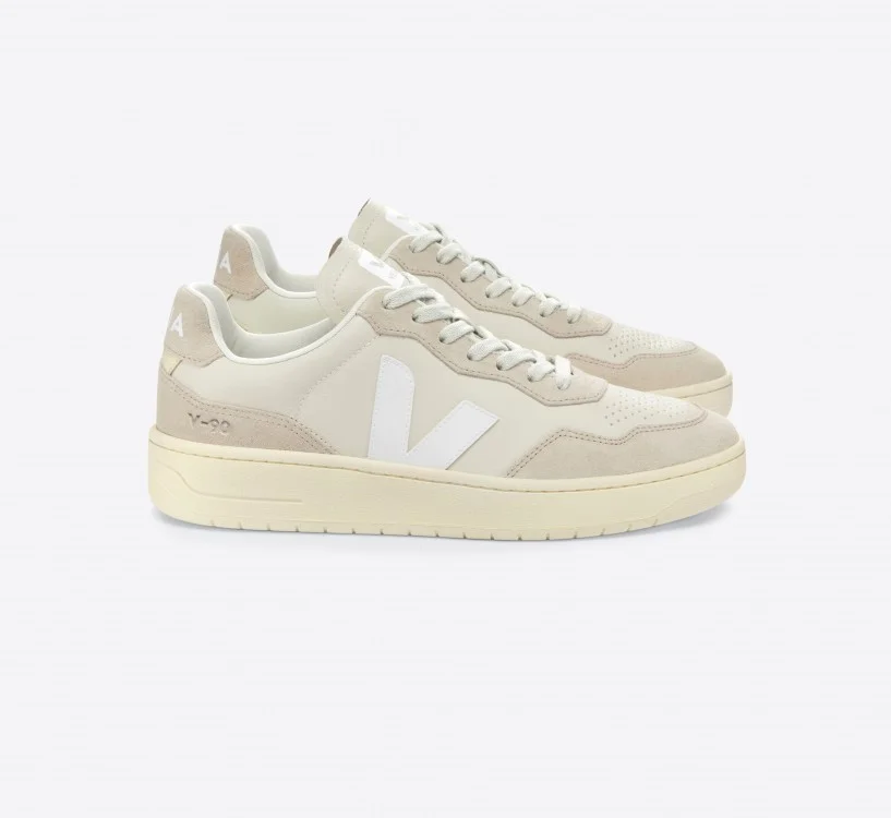 Tênis VEJA Feminino V-90 Couro Pierre Branco VEJA - VERT Oficial