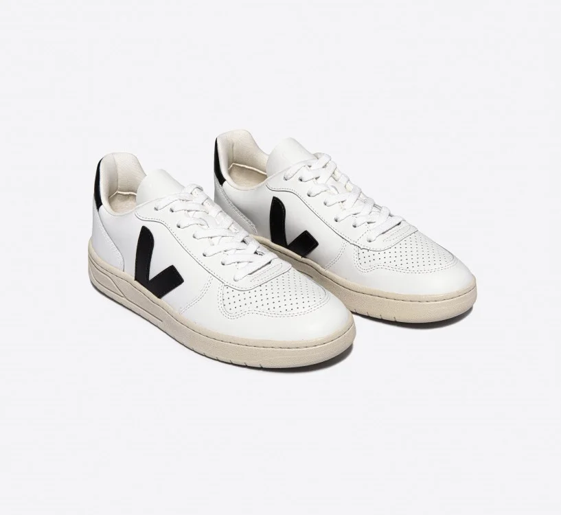 Tênis VEJA Feminino V-10 Couro Branco Preto VEJA - VERT Oficial 2