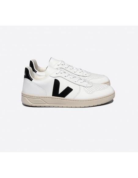 Tênis VEJA Feminino V-10 Couro Branco Preto VEJA - VERT Oficial