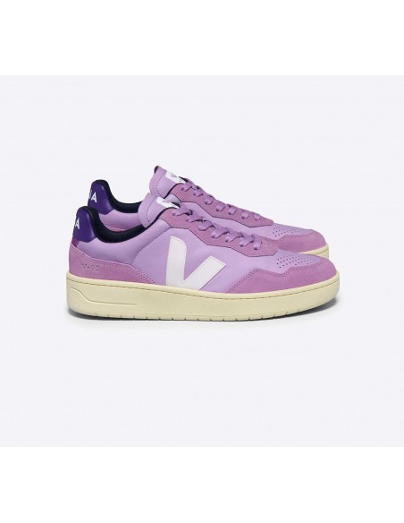 Tênis VEJA Feminino V-90 Couro Orchid Branco VEJA - VERT Oficial