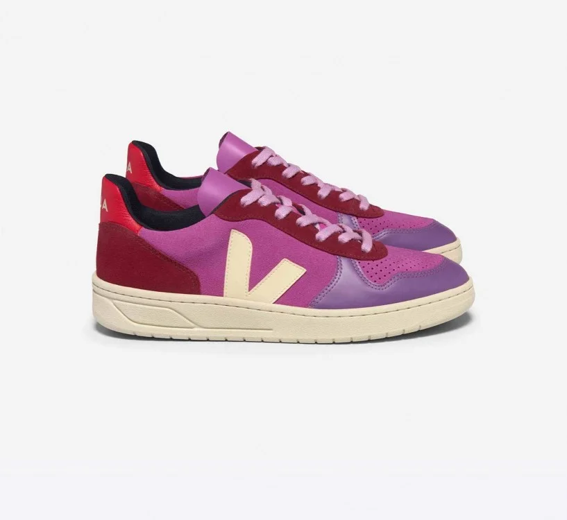 Tênis VEJA Feminino V-10 Suede Multico Ultraviolet Calcaire VEJA - VERT Oficial