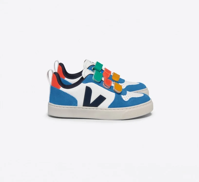 Tênis VEJA Infantil V-10 Couro Branco Multico Nautico VEJA - VERT Oficial