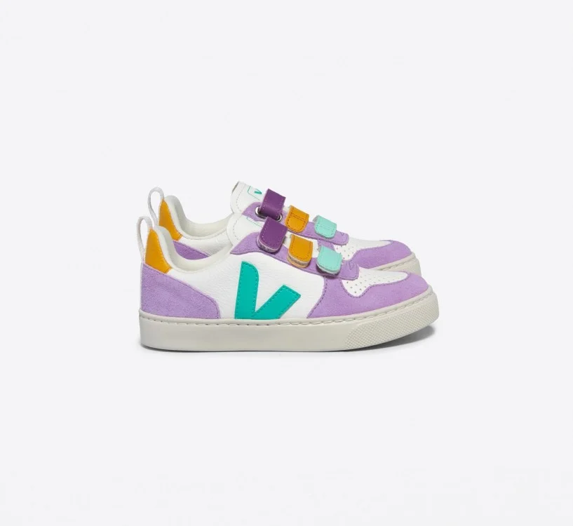 Tênis VEJA Infantil V-10 Couro Branco Multico Freshmint VEJA - VERT Oficial