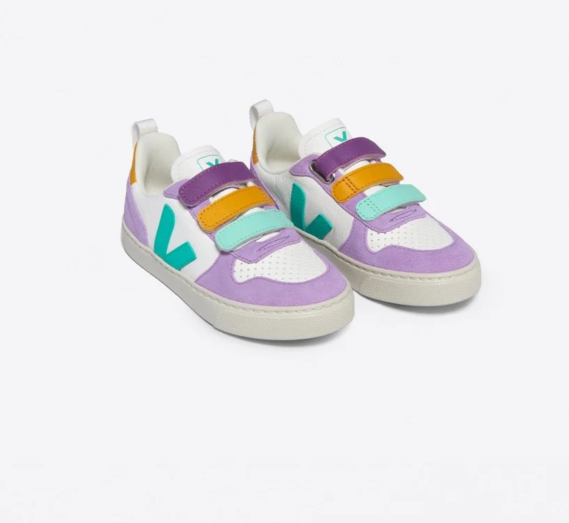 Tênis VEJA Infantil V-10 Couro Branco Multico Freshmint VEJA - VERT Oficial 2