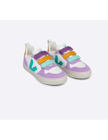 Tênis VEJA Infantil V-10 Couro Branco Multico Freshmint VEJA - VERT Oficial