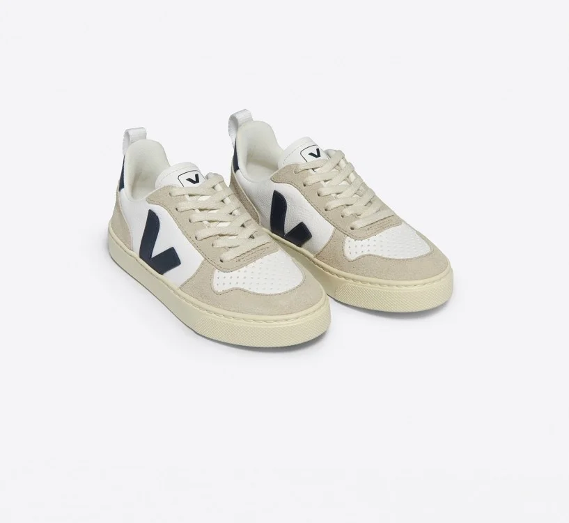 Tênis VEJA Infantil V-10 Laces Couro Branco Nautico Almond VEJA - VERT Oficial 2