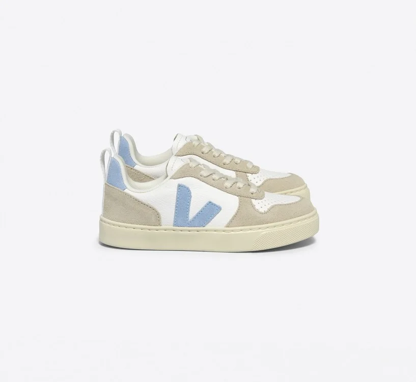 Tênis VEJA Infantil V-10 Laces Couro Branco Steel Almond VEJA - VERT Oficial