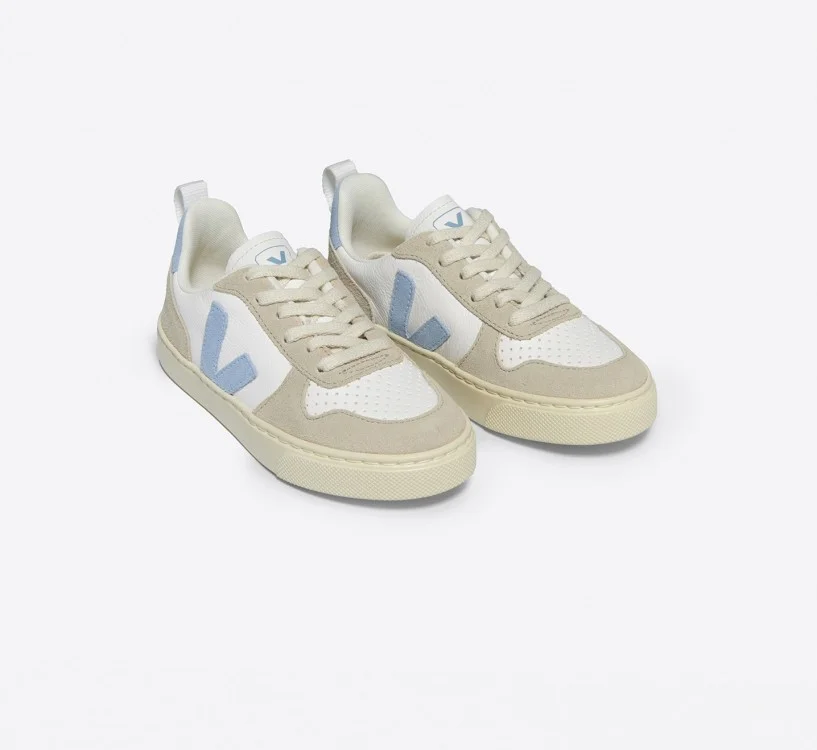 Tênis VEJA Infantil V-10 Laces Couro Branco Steel Almond VEJA - VERT Oficial 2
