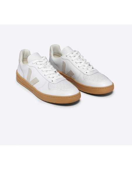 Tênis VEJA Masculino V-10 Couro Branco Natural VEJA - VERT Oficial