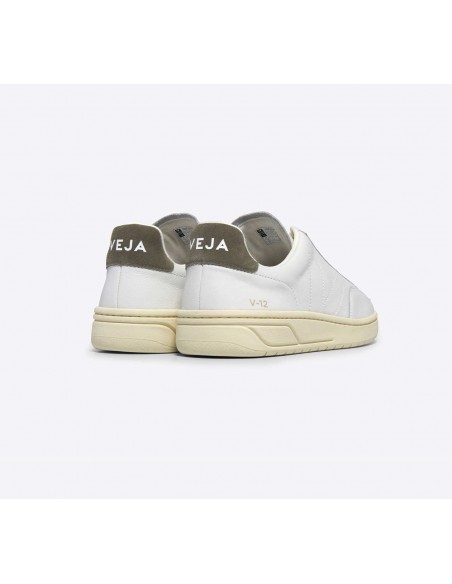 Tênis VEJA Masculino V-12 Stitch Couro Branco Kaki VEJA - VERT Oficial