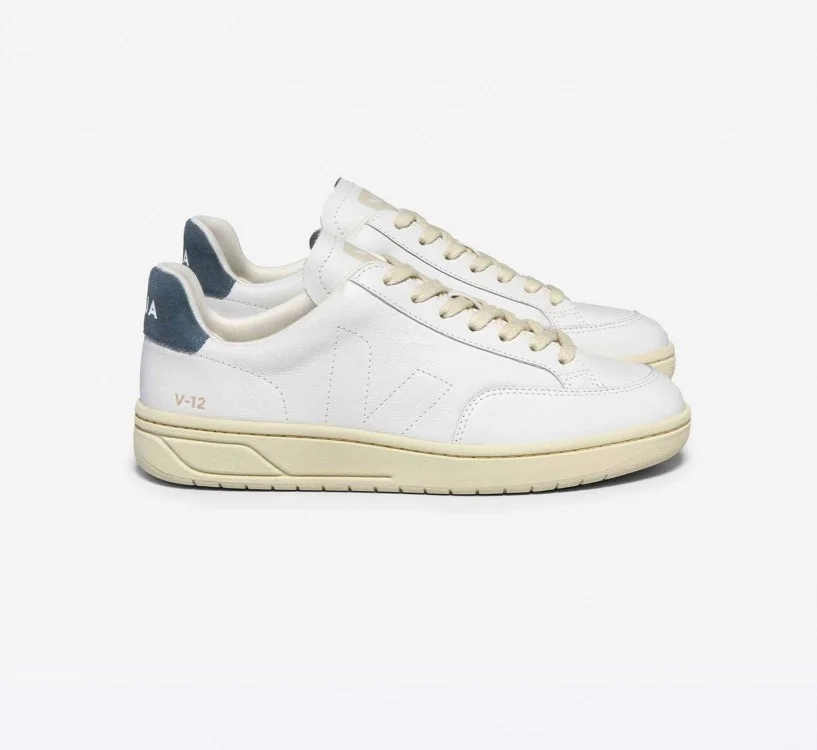 Tênis VEJA Masculino V-12 Stitch Couro Branco California VEJA - VERT Oficial
