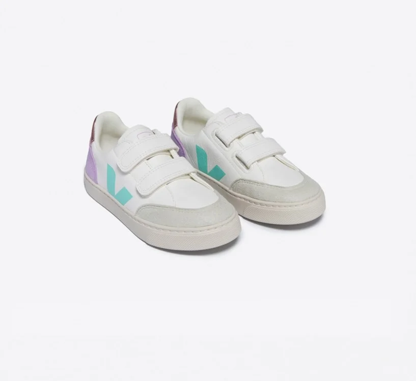 Tênis VEJA Infantil V-12 Couro Branco Multico Orchid VEJA - VERT Oficial 2