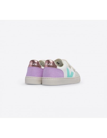 Tênis VEJA Infantil V-12 Couro Branco Multico Orchid VEJA - VERT Oficial