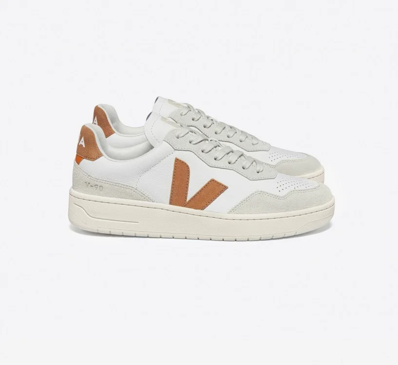 Tênis VEJA Feminino V-90 Couro Branco Umber VEJA - VERT Oficial
