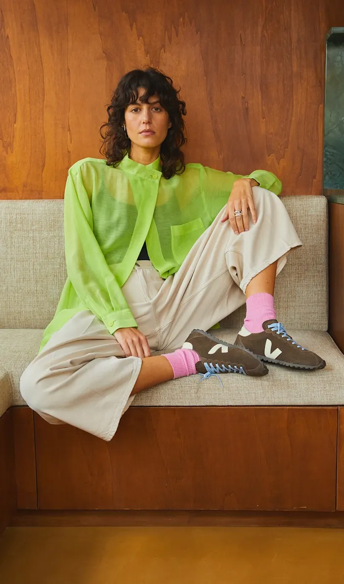 Woman wearing Veja sneakers